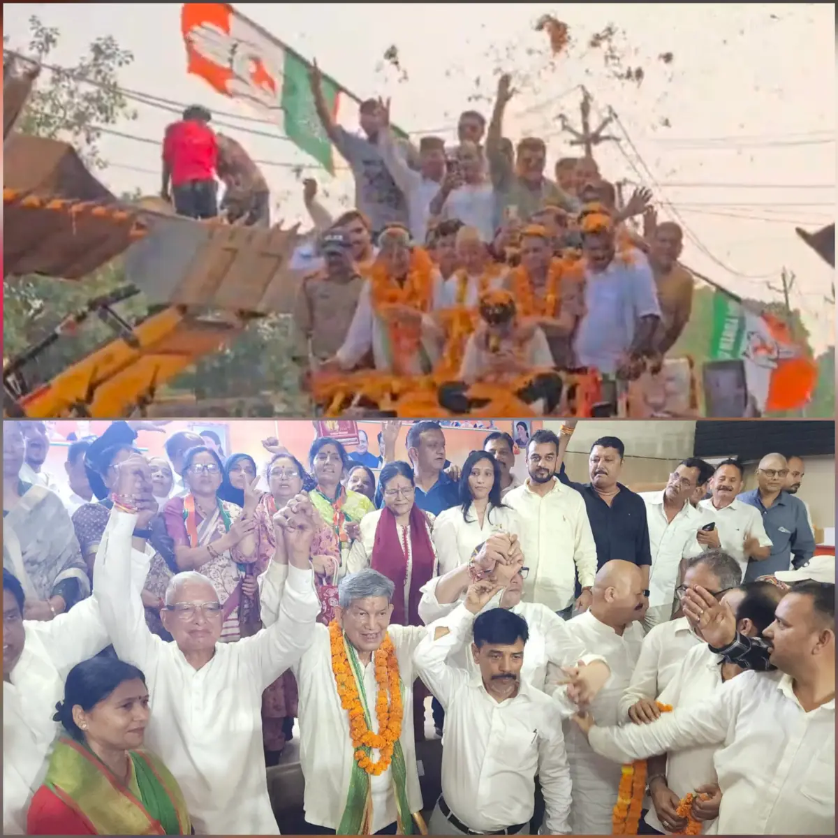 जेसीबी से फूलों की बारिश, हरीश रावत के स्वागत में उमड़ा जनसैलाब; संजय नेगी के शक्ति प्रदर्शन से गरमाई रामनगर की सियासत